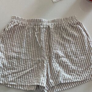 Sincerely Jules Striped Cream and Brown Shorts